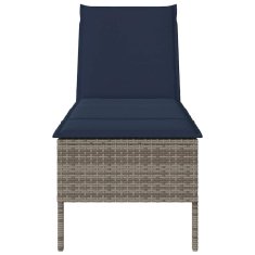 Vidaxl Ležalnik z blazino siv 55x200x44 cm poli ratan