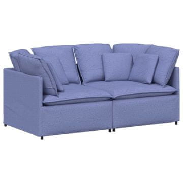 Vidaxl Modularni kavč z blazinami blago kavbojke modre barve