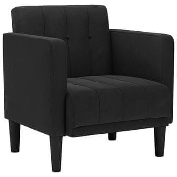 Vidaxl Kavč z nasloni za roke črne barve 53 cm žamet