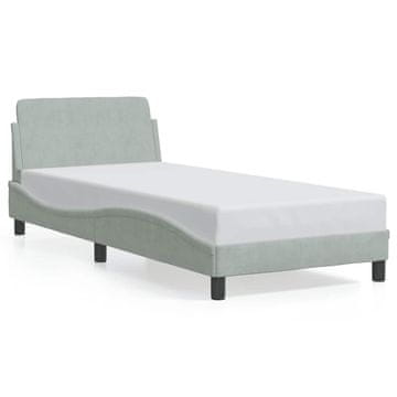Vidaxl Posteljni okvir Dover svetlo siv 90x190 cm žamet