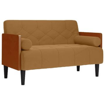Vidaxl Dvosed z vzglavniki rjave barve 110 cm žamet