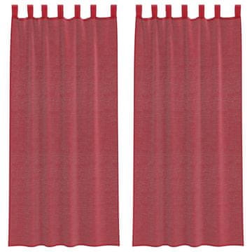 Vidaxl Voile zavese z zankami 2 kosa vinsko rdeče 140x245 cm