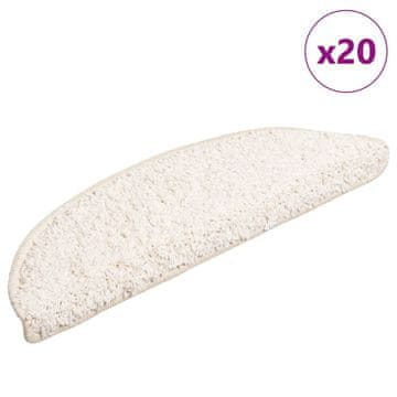 Vidaxl Stopniščne preproge 20 kosov 56x17x3 cm bele polkrožne