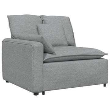 Vidaxl Modularni kavč z naslonjalom za roke in blazinami svetlo siv 100 cm