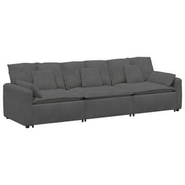 Vidaxl Modularni kavč z blazinami temno siv