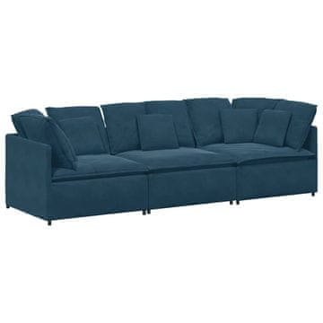 Vidaxl Modularni kavč z blazinami žametno moder