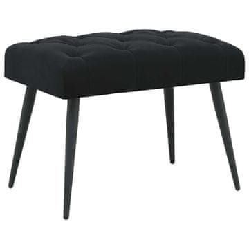 Vidaxl Klop s gumbnim oblazinjenjem Črna 60 x 40 x 45 cm Žamet