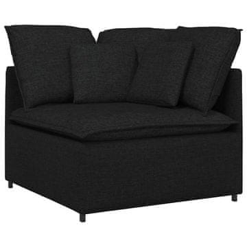 Vidaxl Modularni kotni kavč z blazinami črne barve 100 cm