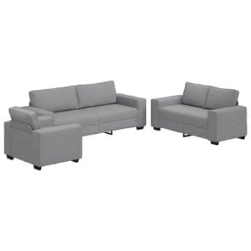 Vidaxl 3-delni komplet sedežne garniture z blazinami svetlo sivo blago