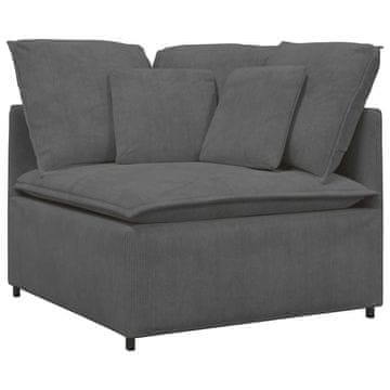 Vidaxl Modularni kotni kavč z blazinami temno siv 100 cm