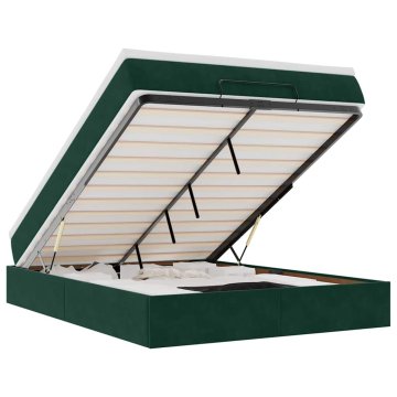 Vidaxl Postelja s tatami in vzmetnico temno zelena 140x190 cm žamet