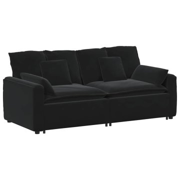 Vidaxl Modularni kavč z blazinami črne barve