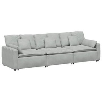 Vidaxl Modularni kavč z blazinami svetlo siv