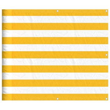 Vidaxl Balkonska pregrada rumeno-bele črte 90x1000 cm