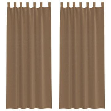 Vidaxl Voile zavese z zankami 2 kosa svetlo rjave 140x260 cm