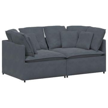 Vidaxl Modularni kavč z blazinami žamet temno siv