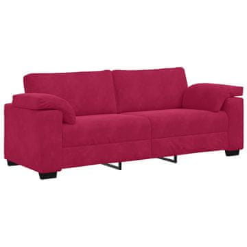 Vidaxl Trosed kavč vinsko rdeč 220x77x82 cm žamet