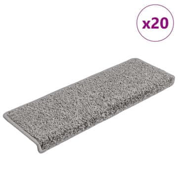 Vidaxl Stopniščne preproge 20 kosov 65x21x4 cm sive pravokotne robove