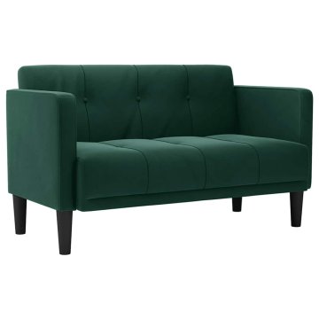 Vidaxl Dvosed temno zelen 111 cm žamet
