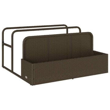 Vidaxl Napihljiva shramba ob bazenu rjava 110x100x57 cm poli ratan