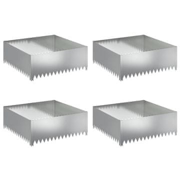 Vidaxl Robovi trave 4 szt. 100 x 100 x 35 cm Jeklo Srebrna