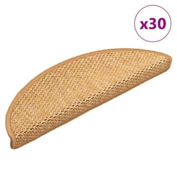 Vidaxl Stopniščne preproge samolepilne sisal videz 30 kosov 56x17x3 cm sisal