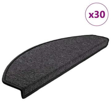 Vidaxl Stopniščne preproge 30 kosov 65x24x4 cm antracitne polkrožne velike