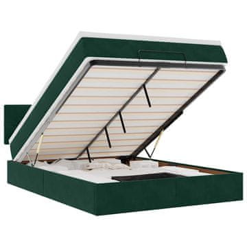 Vidaxl Postelja s tatami in vzmetnico temno zelena 140x190 cm žamet
