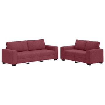 Vidaxl 2-delni komplet sedežne garniture z blazinami vinsko rdeča tkanina