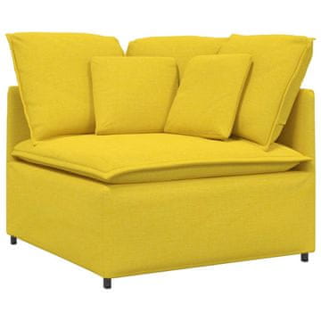 Vidaxl Modularni kotni kavč z blazinami svetlo rumen 100 cm