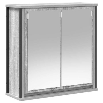 Vidaxl Kopalniška stenska omarica z ogledalom siva sonoma 60x21x60 cm