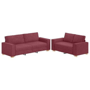 Vidaxl 2-delni komplet sedežne garniture z blazinami vinsko rdeča tkanina
