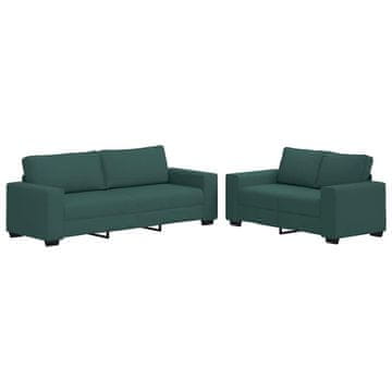 Vidaxl 2-delni komplet sedežne garniture z blazinami temno zeleno blago