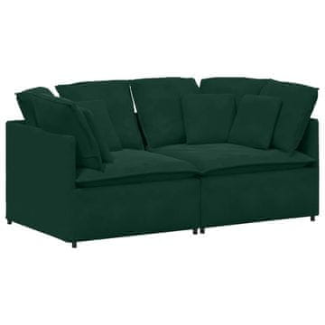 Vidaxl Modularni kavč z blazinami žametno zelen