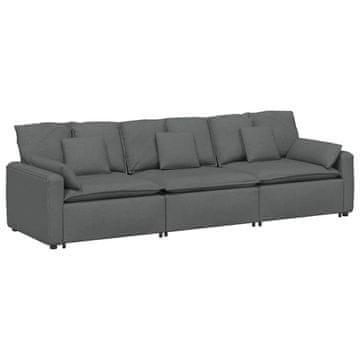 Vidaxl Modularni kavč z blazinami temno siv