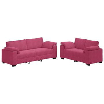 Vidaxl 2-delni komplet sedežne garniture z blazinami vinsko rdeč žamet