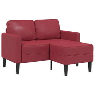 Vidaxl Dvosed z ležalnikom v obliki črke L vinsko rdeč 125 cm umetno usnje