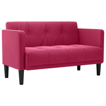 Vidaxl Dvosed vinsko rdeč 111 cm žamet