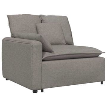 Vidaxl Modularni kavč z naslonjalom za roke in blazinami taupe 100 cm