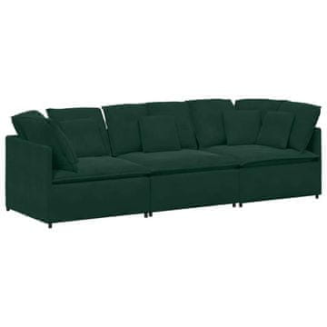 Vidaxl Modularni kavč z blazinami žametno zelen