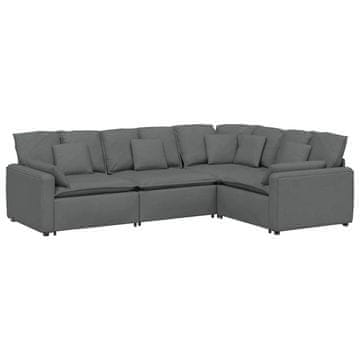 Vidaxl Modularni kavč z blazinami iz blaga temno sive barve