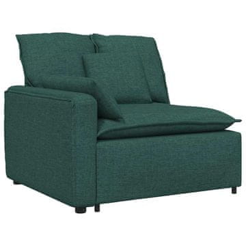Vidaxl Modularni kavč z naslonjalom za roke in blazinami temno zelen 100 cm