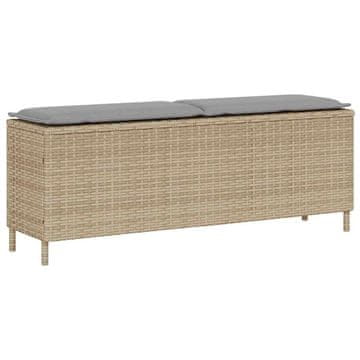 Vidaxl Vrtna klop z blazino bež 110x30x40,5 cm poli ratan
