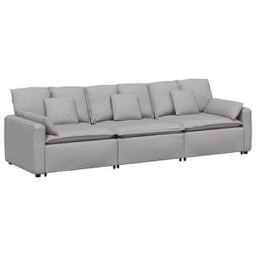 Vidaxl Modularni kavč z blazinami, nebesno siv