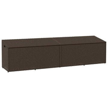 Vidaxl Vrtna shranjevalna škatla rjava 220x50x58 cm poli ratan