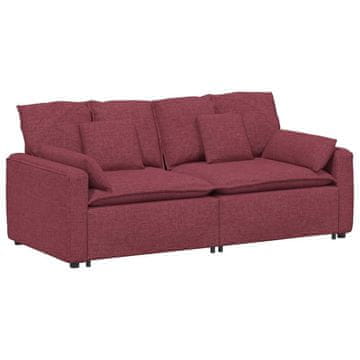 Vidaxl Modularni kavč z blazinami vinsko rdeč