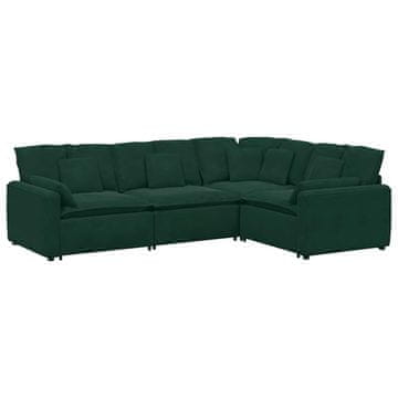 Vidaxl Modularni kavč z blazinami žametno zelen