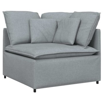 Vidaxl Modularni kotni kavč z blazinami svetlo siv 100 cm
