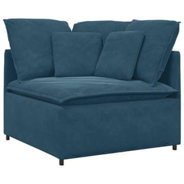 Vidaxl Modularni kotni kavč z blazinami moder 100 cm
