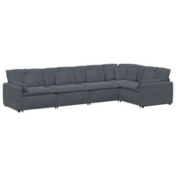 Vidaxl Modularni kavč z blazinami žamet temno siv